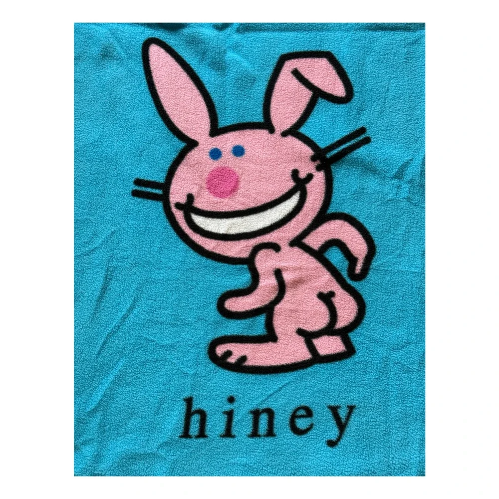 Jim Benton Its Happy Bunny Blanket 48 x 56 Rare Eeny Meeny Hiney Moe Y2K Fleece2